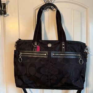 Coach Black Signature Laptop Tote